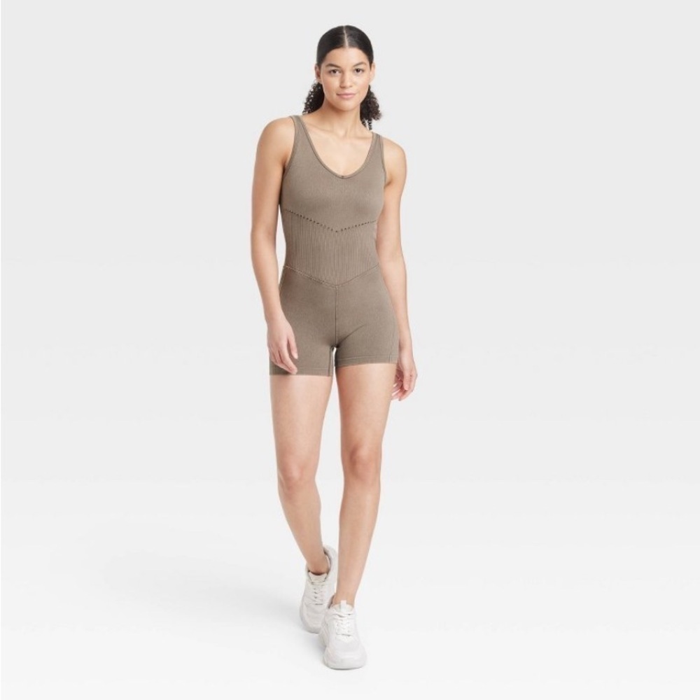 Women's Seamless Short Active Bodysuit - JoyLab™ Taupe new - Picture 3 of 10